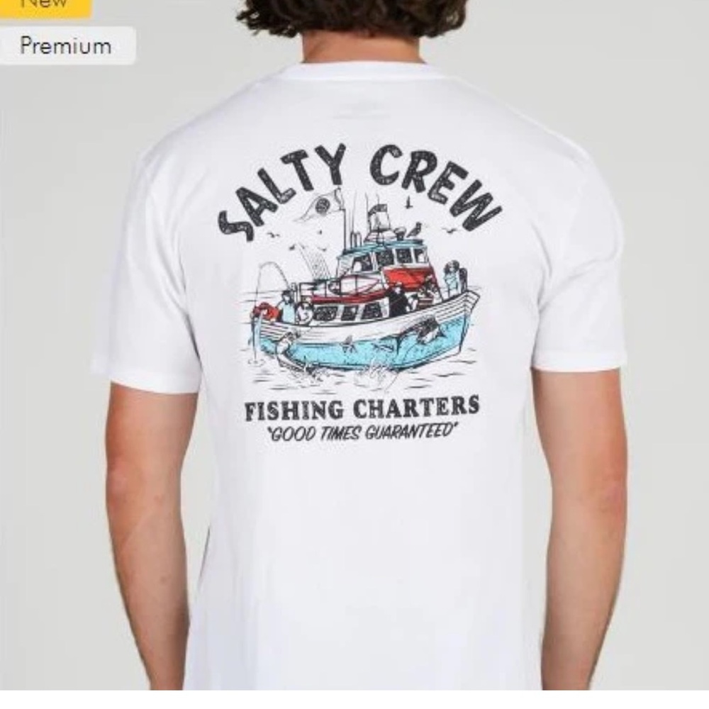Salty Crew/white T-shirt/Fishing Charters/Boys Large